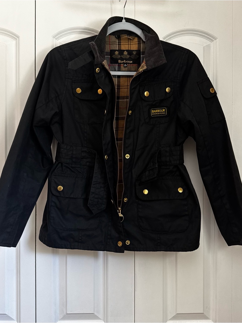 Barbour Black Utility Jacket with Plaid Lining